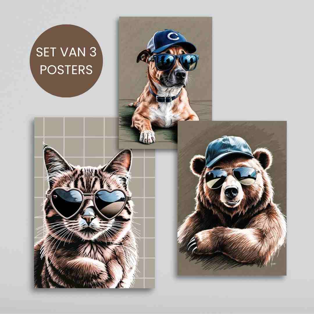 Nature Buddies Digitale Poster set van 3