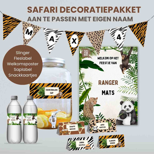 Safari Dieren feest pakket | Personaliseerbaar met eigen naam