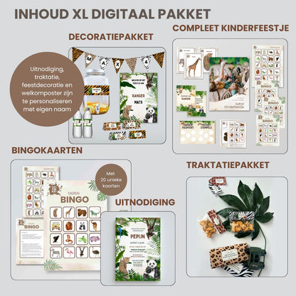 Safari Feestpakket XL : Draaiboek, Uitnodiging, Decoratie, Spelletjes & Traktatie
