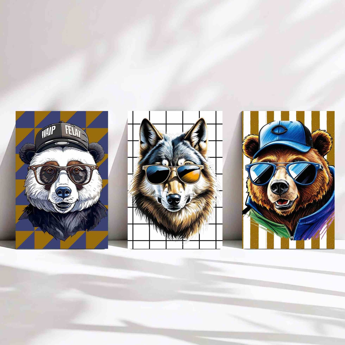 Cool Animals Digitale Poster set van 3