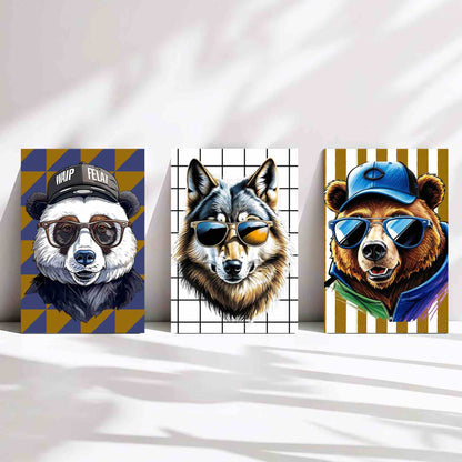 Cool Animals Digitale Poster set van 3