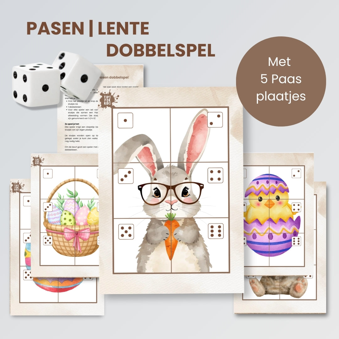 Lente | Pasen digitaal dobbelspel | met 5 Paasplaten