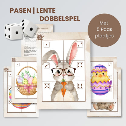 Lente | Pasen digitaal dobbelspel | met 5 Paasplaten