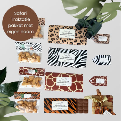 Safari labels traktatie printable