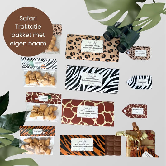 Safari labels traktatie printable