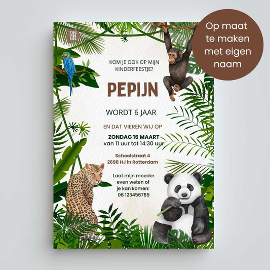 Safari dieren Uitnodiging Aanpasbaar